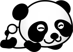 Adorable Black and White Cartoon Panda Clipart with Playful Expression