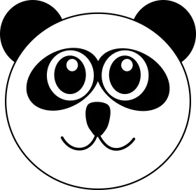Adorable Black and White Minimalist Panda Clipart with Cartoon Style Illustration