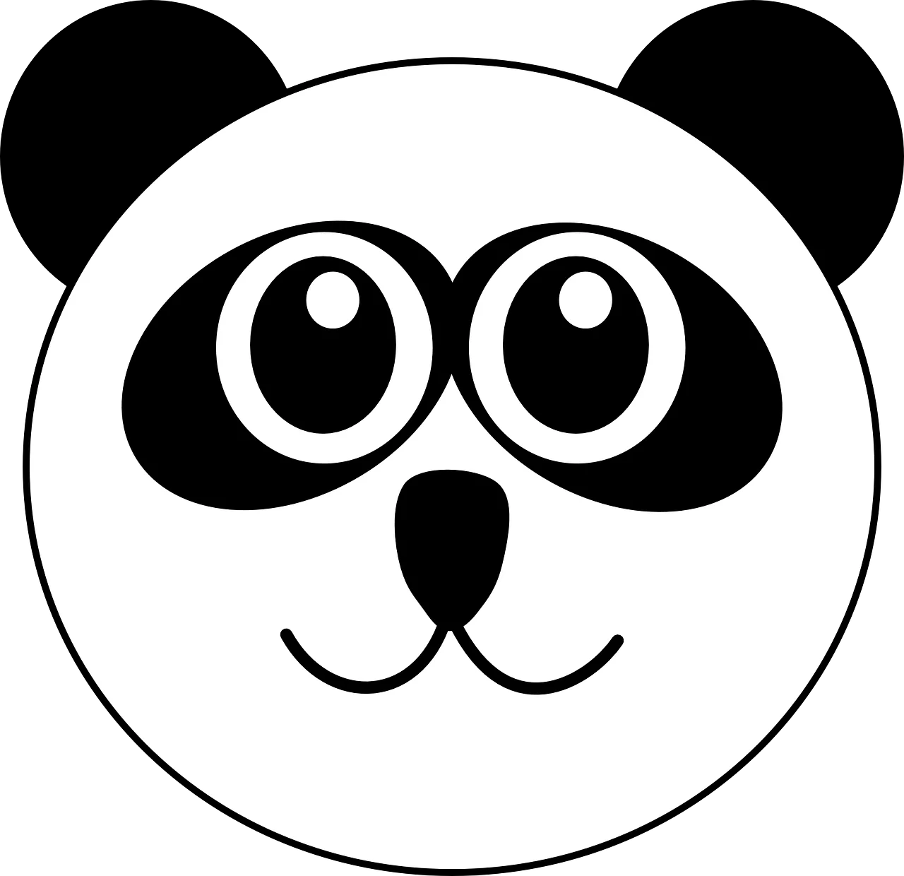 Adorable Black and White Minimalist Panda Clipart with Cartoon Style Illustration