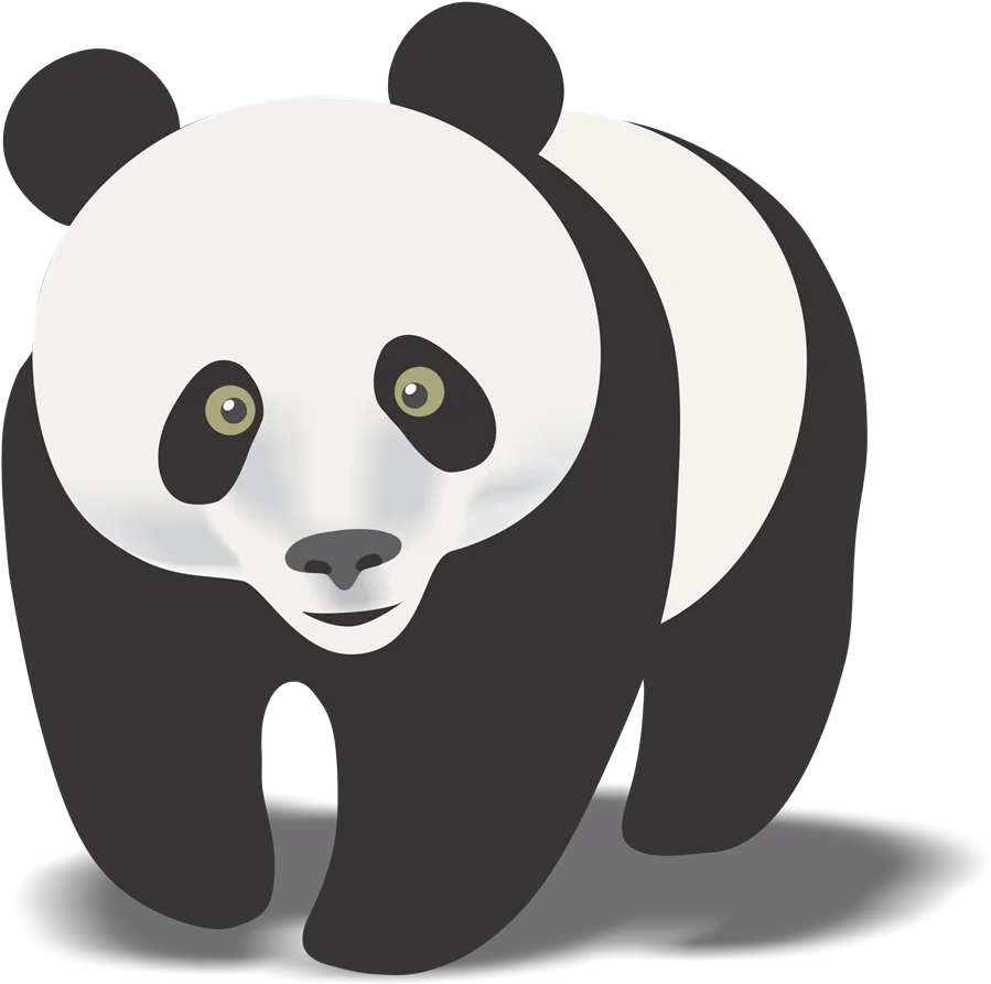 Adorable Black and White Panda Bear Minimalist Cartoon Clipart Illustration