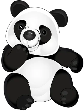 Adorable Black and White Panda Bear Sitting Cute Cartoon Clipart Illustration