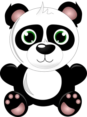 Adorable Cartoon Panda Clipart: Cute Big-Eyed Black and White Character