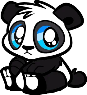 Adorable Cartoon Panda Clipart: Cute Big-Eyed Black and White Illustration
