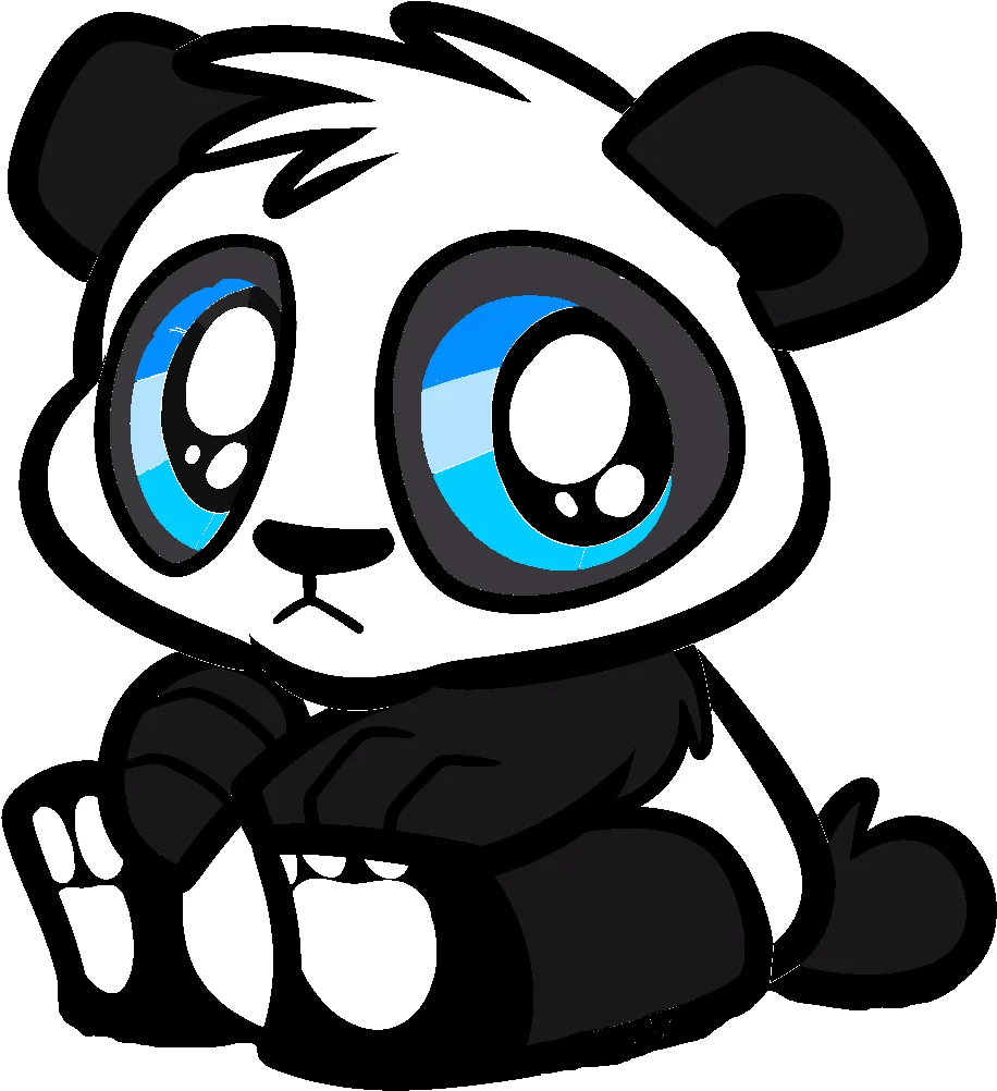Adorable Cartoon Panda Clipart: Cute Big-Eyed Black and White Illustration