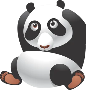 Adorable Cartoon Panda Clipart: Cute Playful Character with Expressive Eyes