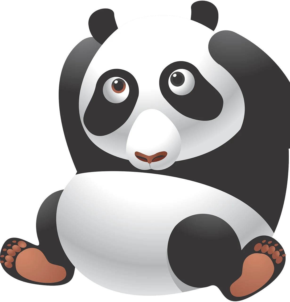 Adorable Cartoon Panda Clipart: Cute Playful Character with Expressive Eyes