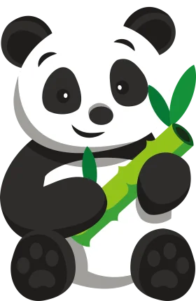 Adorable Cartoon Panda Clipart Holding Fresh Bamboo Shoot with Cheerful Smile