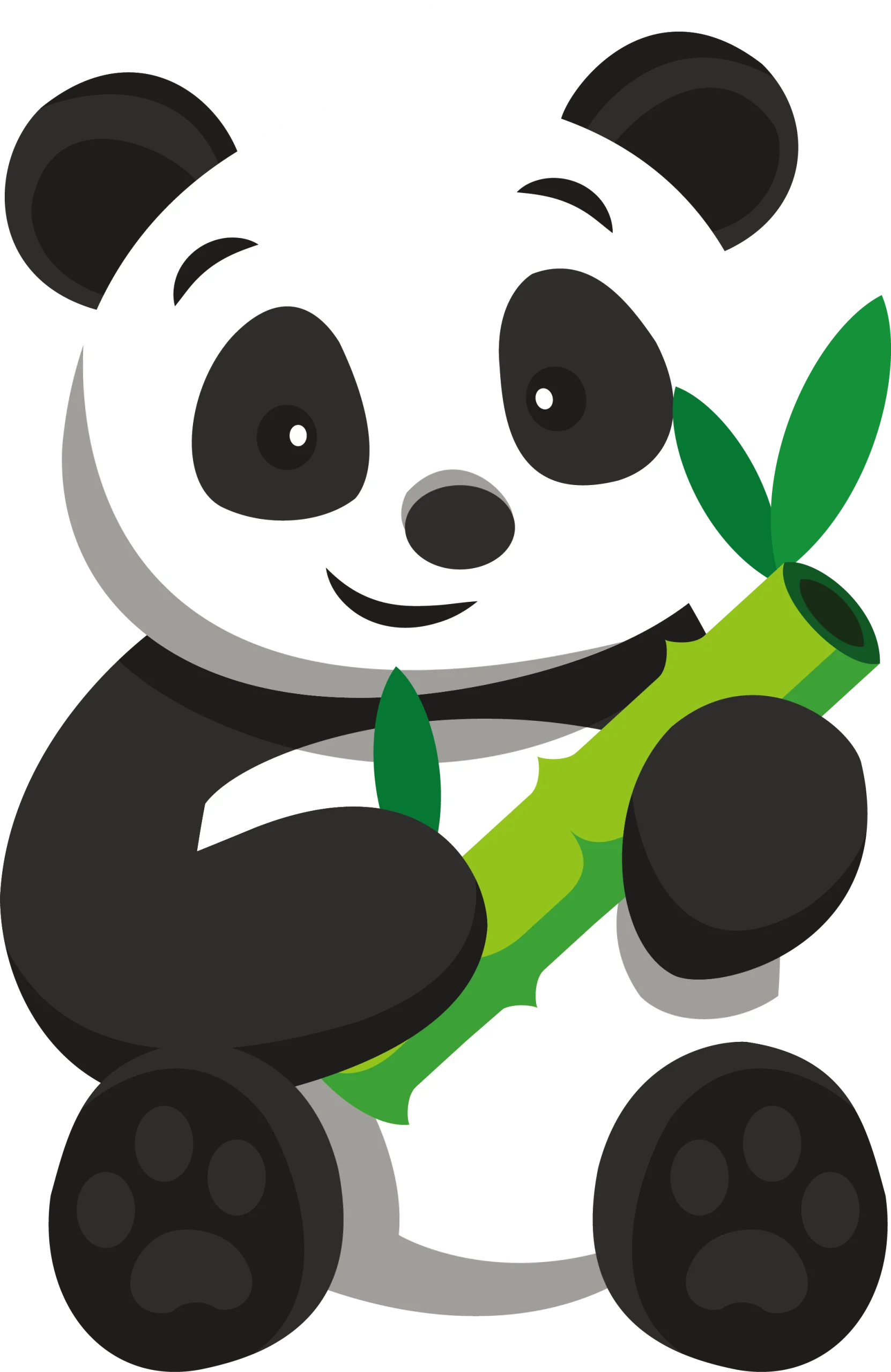 Adorable Cartoon Panda Clipart Holding Fresh Bamboo Shoot with Cheerful Smile