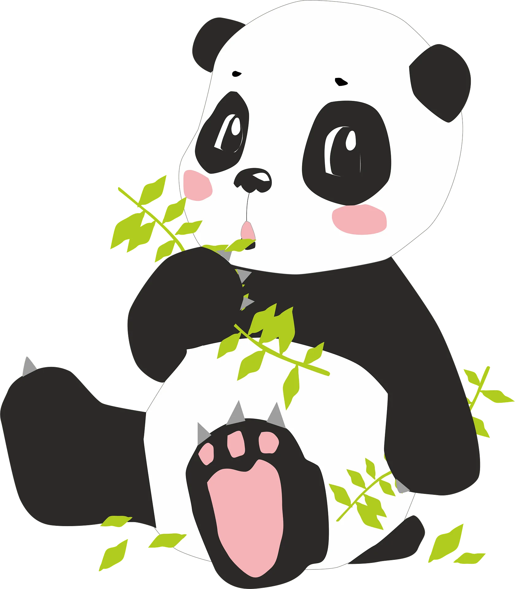 Adorable Cartoon Panda Clipart: Playful Bamboo Munching Woodland Creature