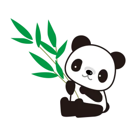 Adorable Cartoon Panda Clipart Sitting Beside Elegant Bamboo Leaves
