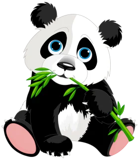 Adorable Cartoon Panda Munching Bamboo Leaves - Cute Animal Clipart Design