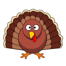 Adorable Cartoon Thanksgiving Turkey Clipart with Playful Expression