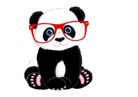Adorable Nerdy Panda Clipart Illustration with Stylish Red Glasses