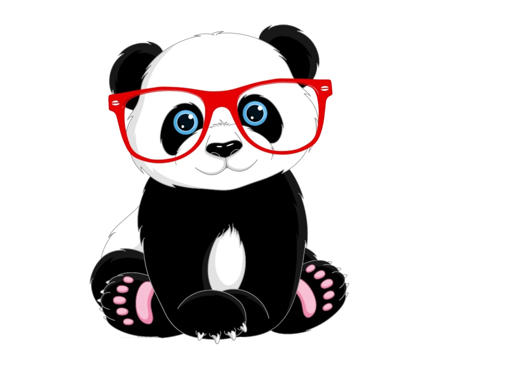 Adorable Nerdy Panda Clipart Illustration with Stylish Red Glasses