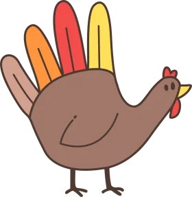 Adorable Thanksgiving Turkey Clipart with Colorful Feather Fan Design