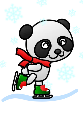 Adorable Winter Wonderland Panda Ice Skating Clipart Adventure