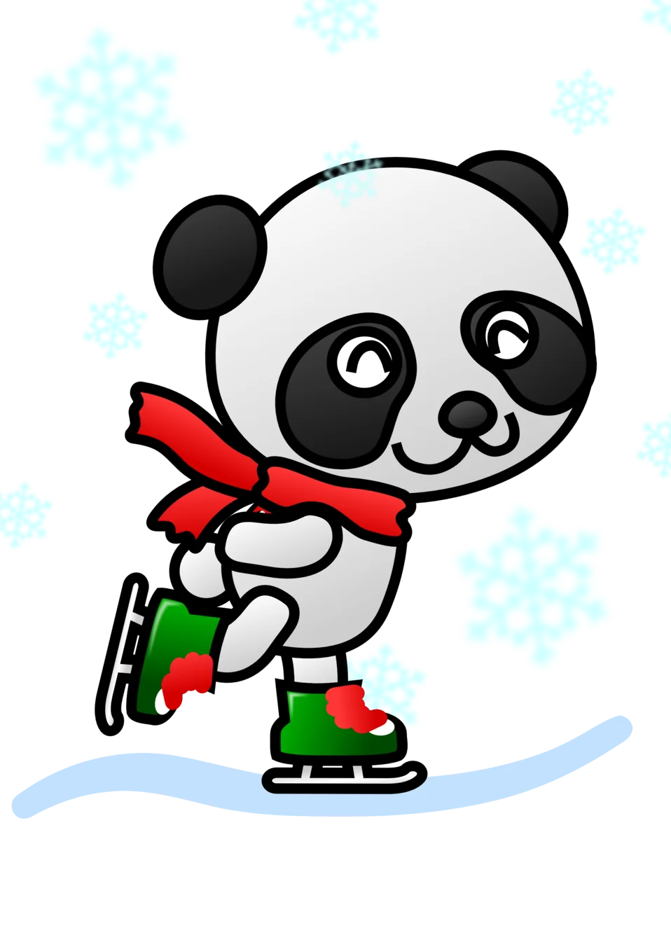 Adorable Winter Wonderland Panda Ice Skating Clipart Adventure