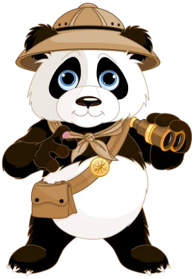 Adventurous Explorer Panda Clipart: Safari-Ready Cute Animal Character Design
