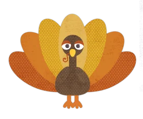 Charming Thanksgiving Turkey Clipart with Retro Textured Design and Warm Autumn Palette