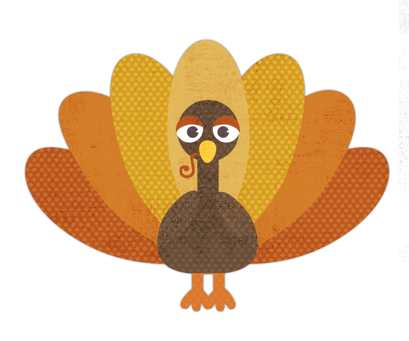 Charming Thanksgiving Turkey Clipart with Retro Textured Design and Warm Autumn Palette
