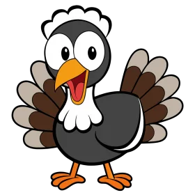 Cheerful Cartoon Thanksgiving Turkey Clipart with Playful Cartoon Expression