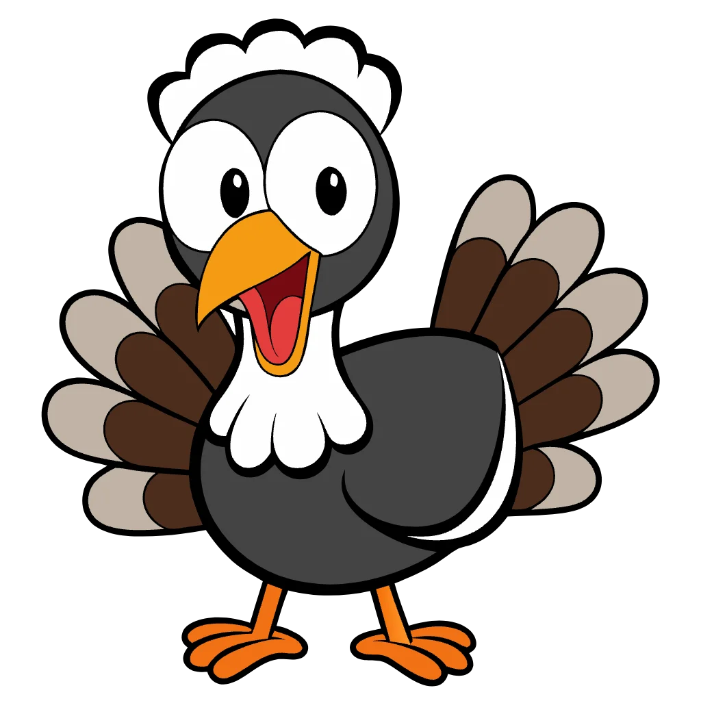 Cheerful Cartoon Thanksgiving Turkey Clipart with Playful Cartoon Expression