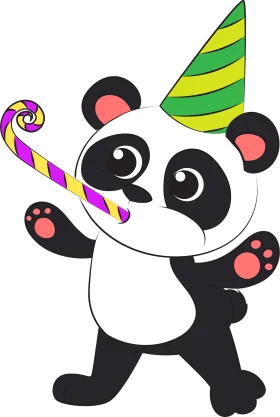 Festive Celebration Panda Clipart: Birthday Party Animal with Playful Charm