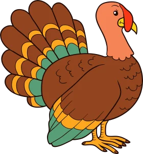 Festive Thanksgiving Turkey Clipart: Colorful Cartoon Illustration for Holiday Decor