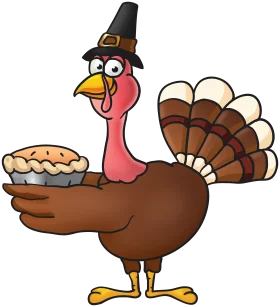 Festive Thanksgiving Turkey Clipart Holding Delicious Homemade Pie