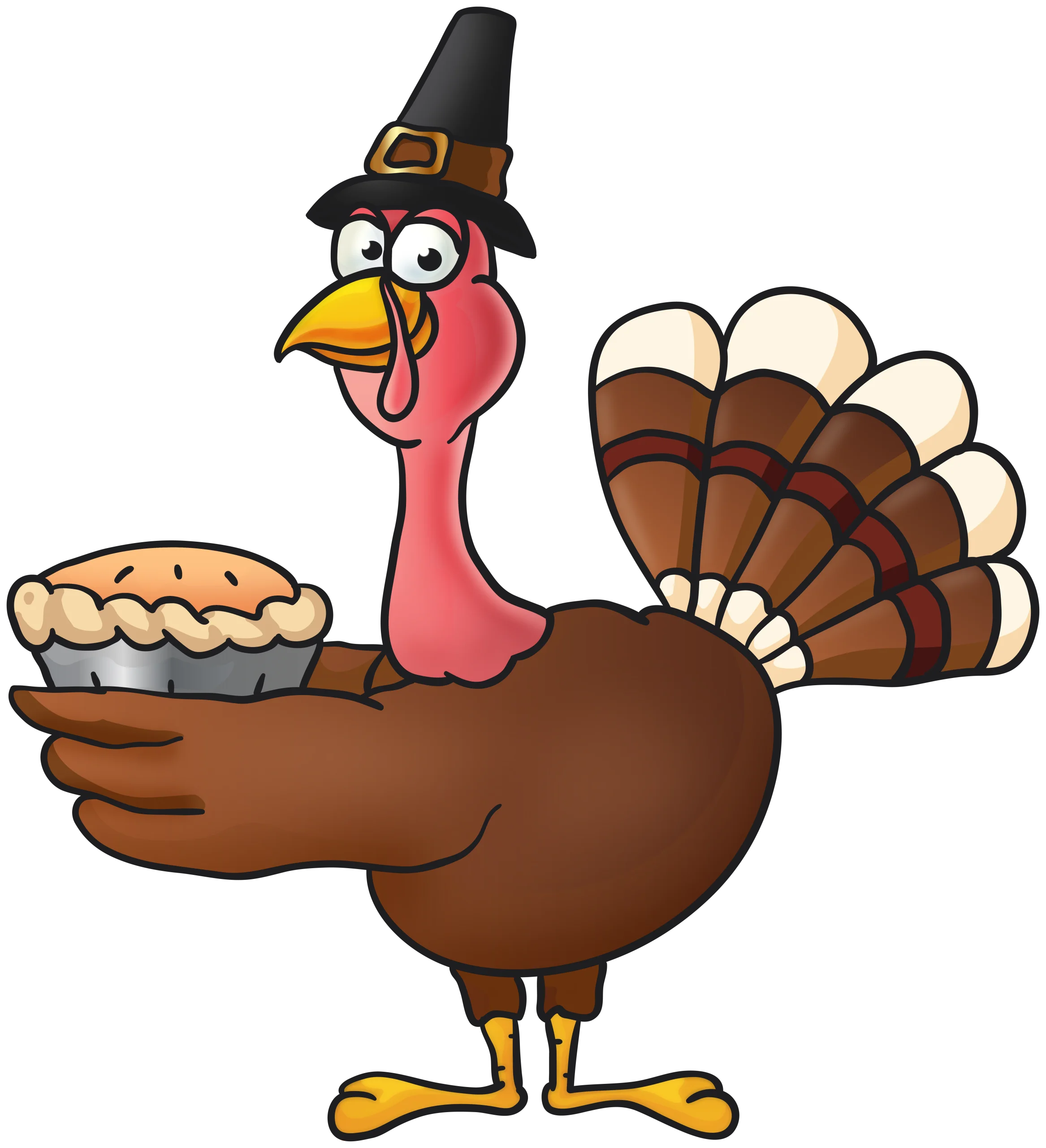 Festive Thanksgiving Turkey Clipart Holding Delicious Homemade Pie