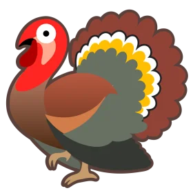 Festive Thanksgiving Turkey Clipart with Bold Red Head and Colorful Feathers