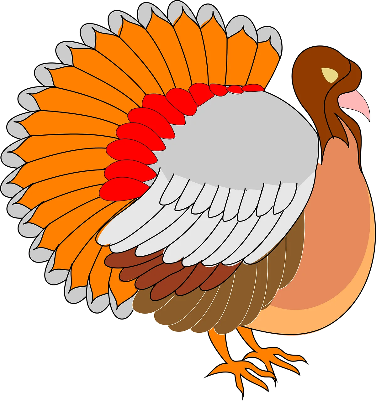 Festive Thanksgiving Turkey Clipart with Colorful Feathered Plumage and Traditional Design