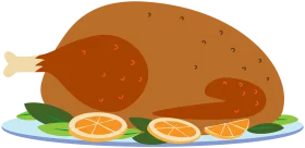 Golden Brown Roasted Thanksgiving Turkey Clipart with Citrus Garnish