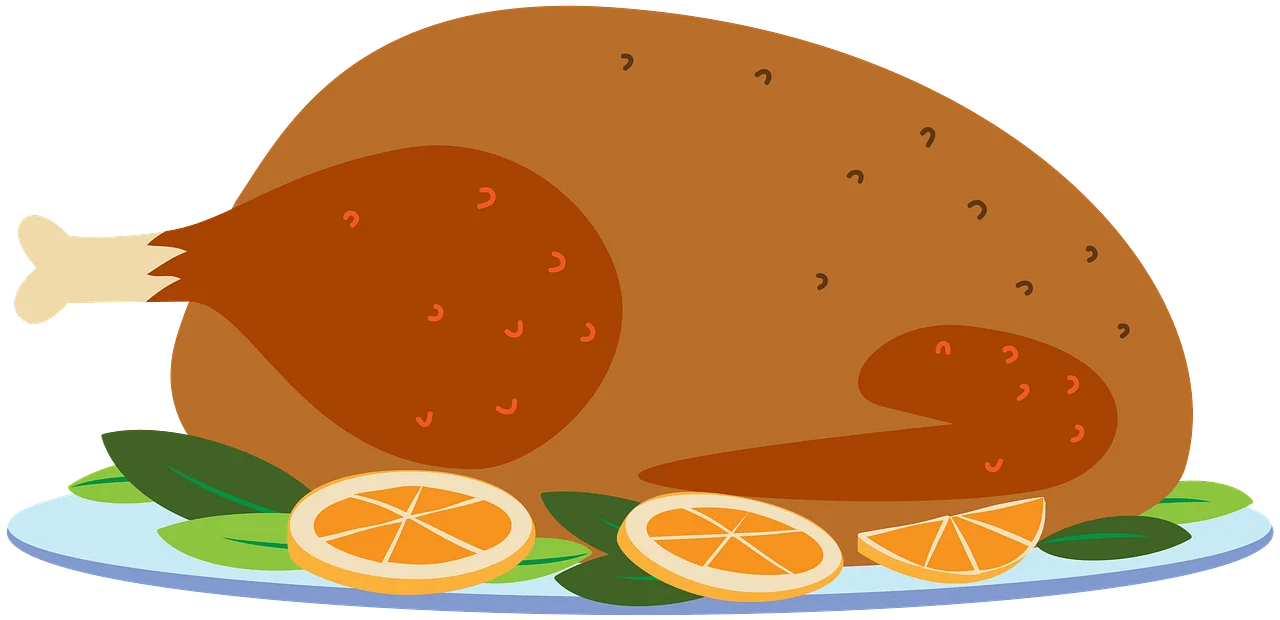 Golden Brown Roasted Thanksgiving Turkey Clipart with Citrus Garnish
