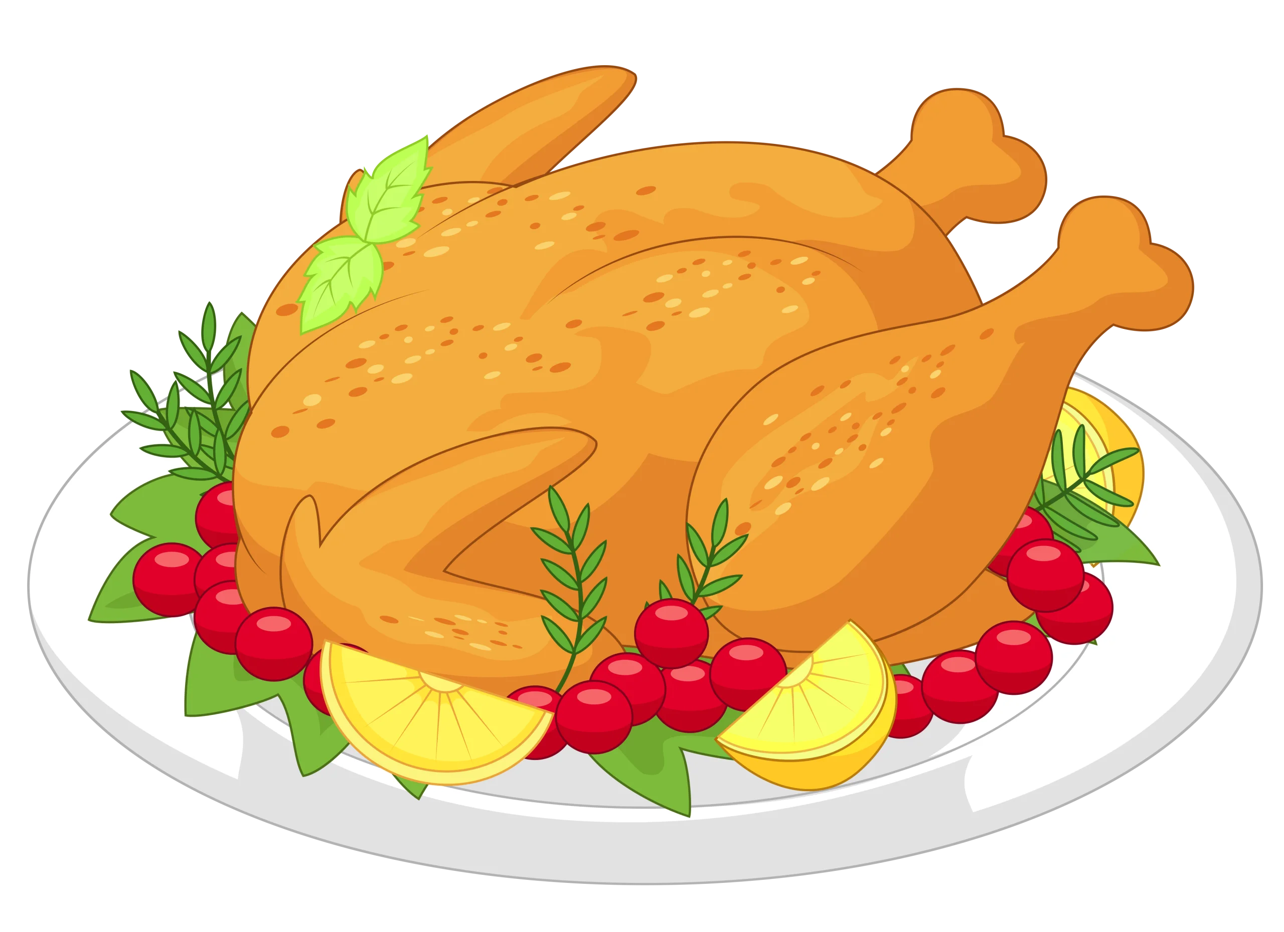 Golden Roasted Thanksgiving Turkey Clipart with Festive Garnish Decoration