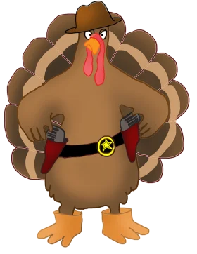 Sheriff Turkey Thanksgiving Clipart: A Comical Holiday Law Enforcer in Festive Attire