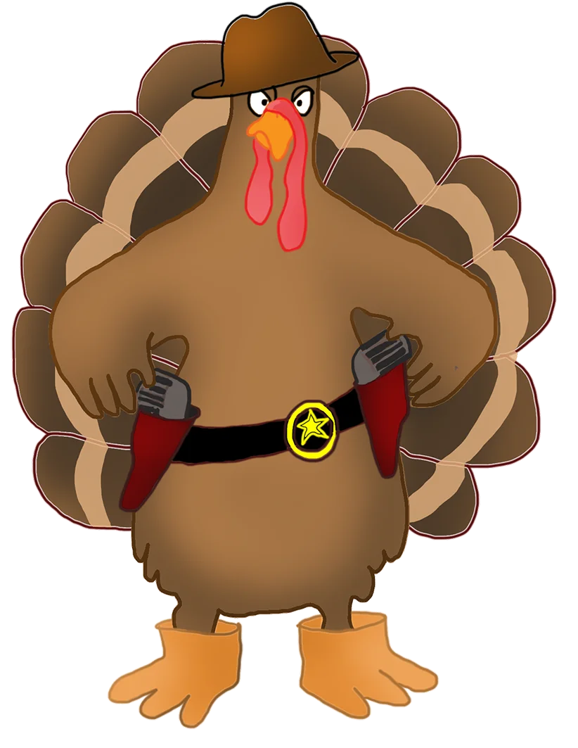 Sheriff Turkey Thanksgiving Clipart: A Comical Holiday Law Enforcer in Festive Attire