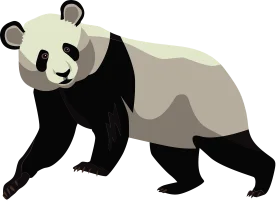 Stylized Black and White Giant Panda Clipart with Soft Geometric Design