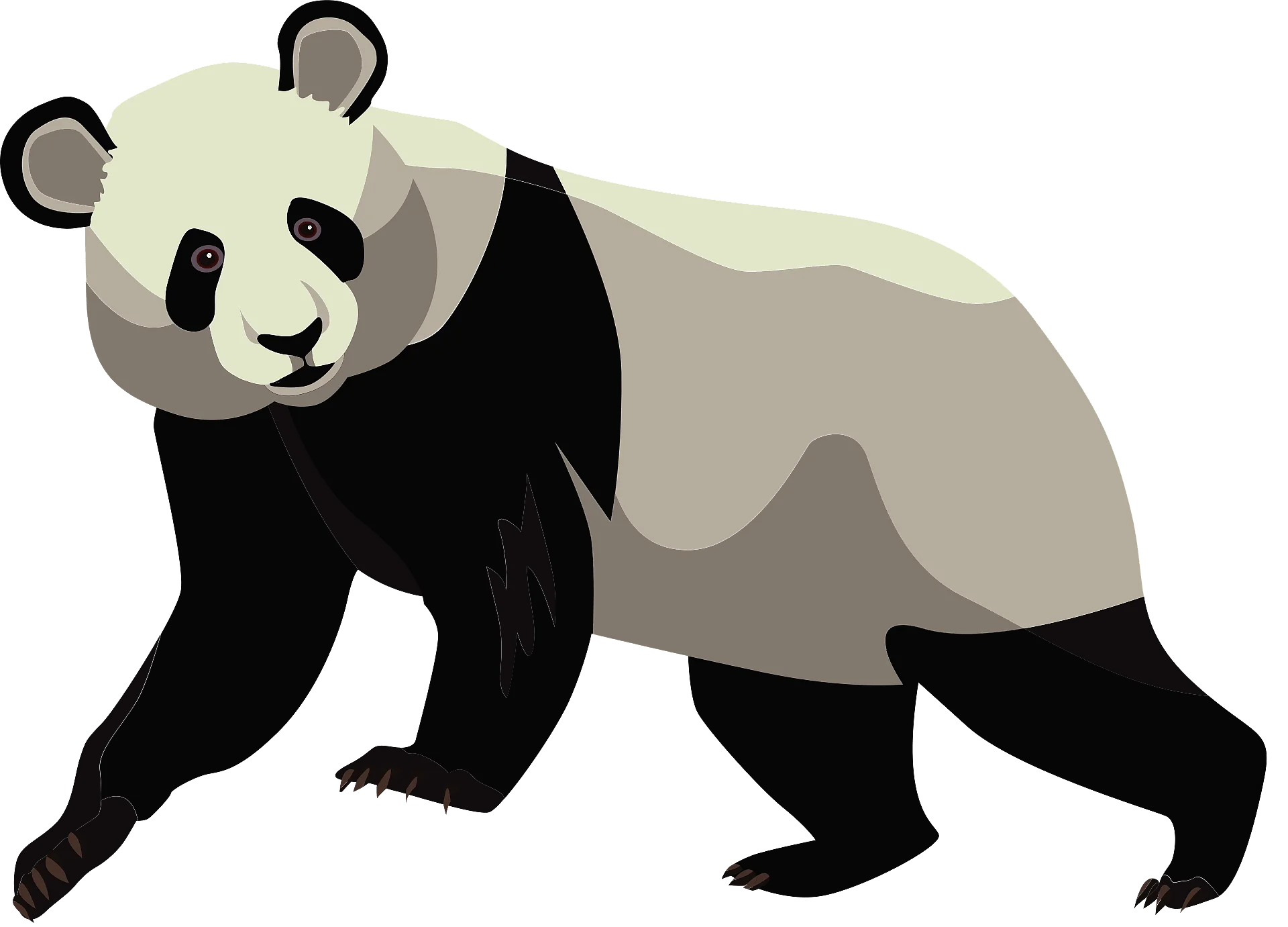 Stylized Black and White Giant Panda Clipart with Soft Geometric Design