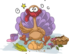 Whimsical Thanksgiving Turkey Clipart: A Comical Festive Feast Scene