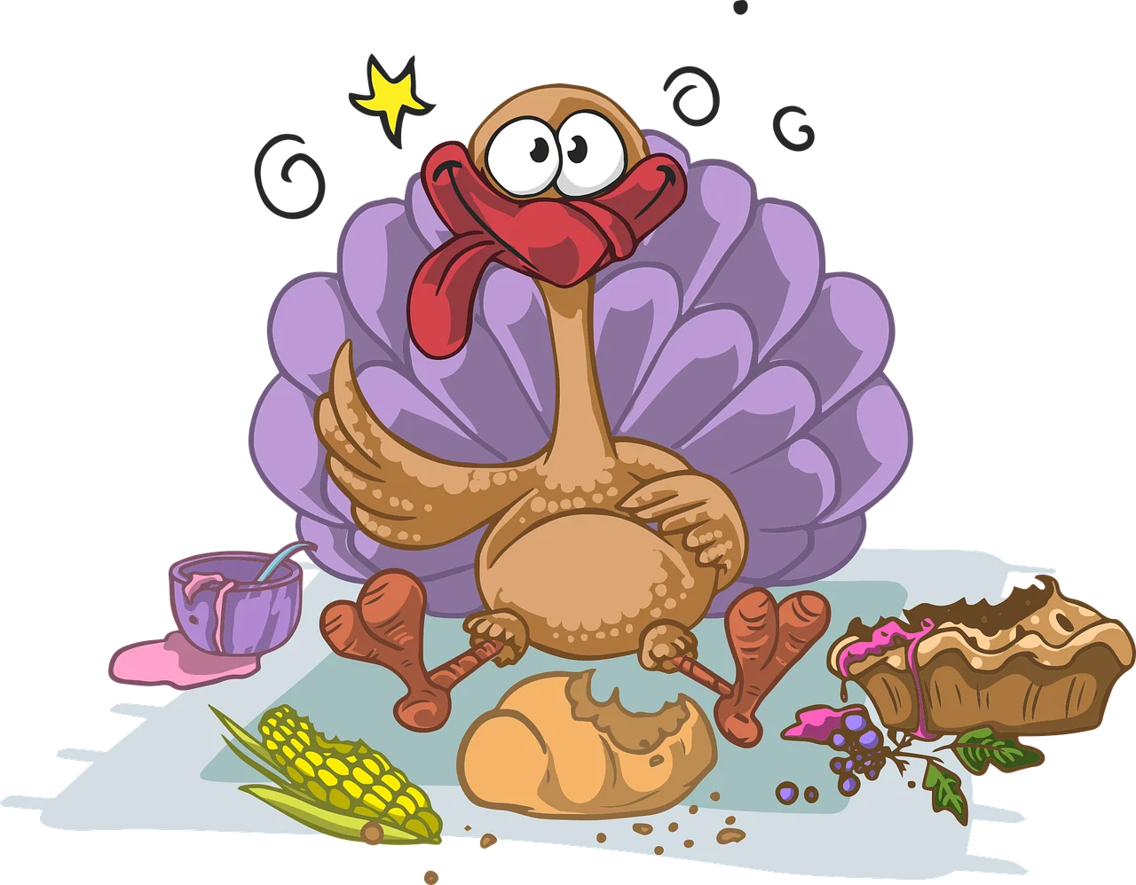 Whimsical Thanksgiving Turkey Clipart: A Comical Festive Feast Scene