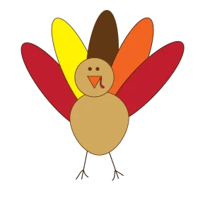 Whimsical Thanksgiving Turkey Clipart with Warm Autumn Color Palette