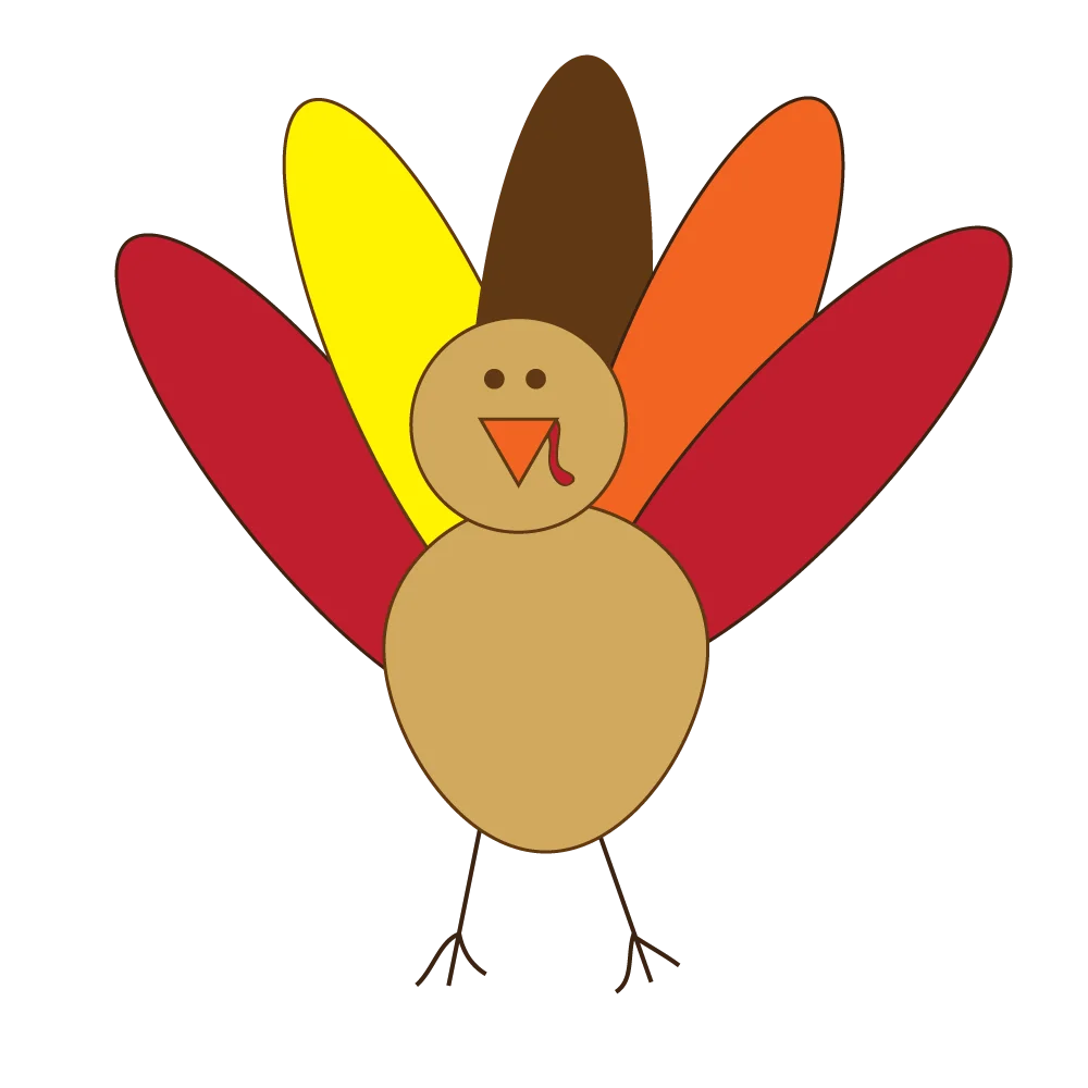 Whimsical Thanksgiving Turkey Clipart with Warm Autumn Color Palette