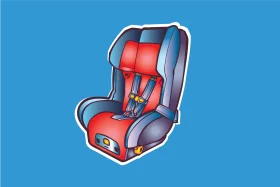 Child Safety Car Seat Clipart Illustration with Protective Harness Design
