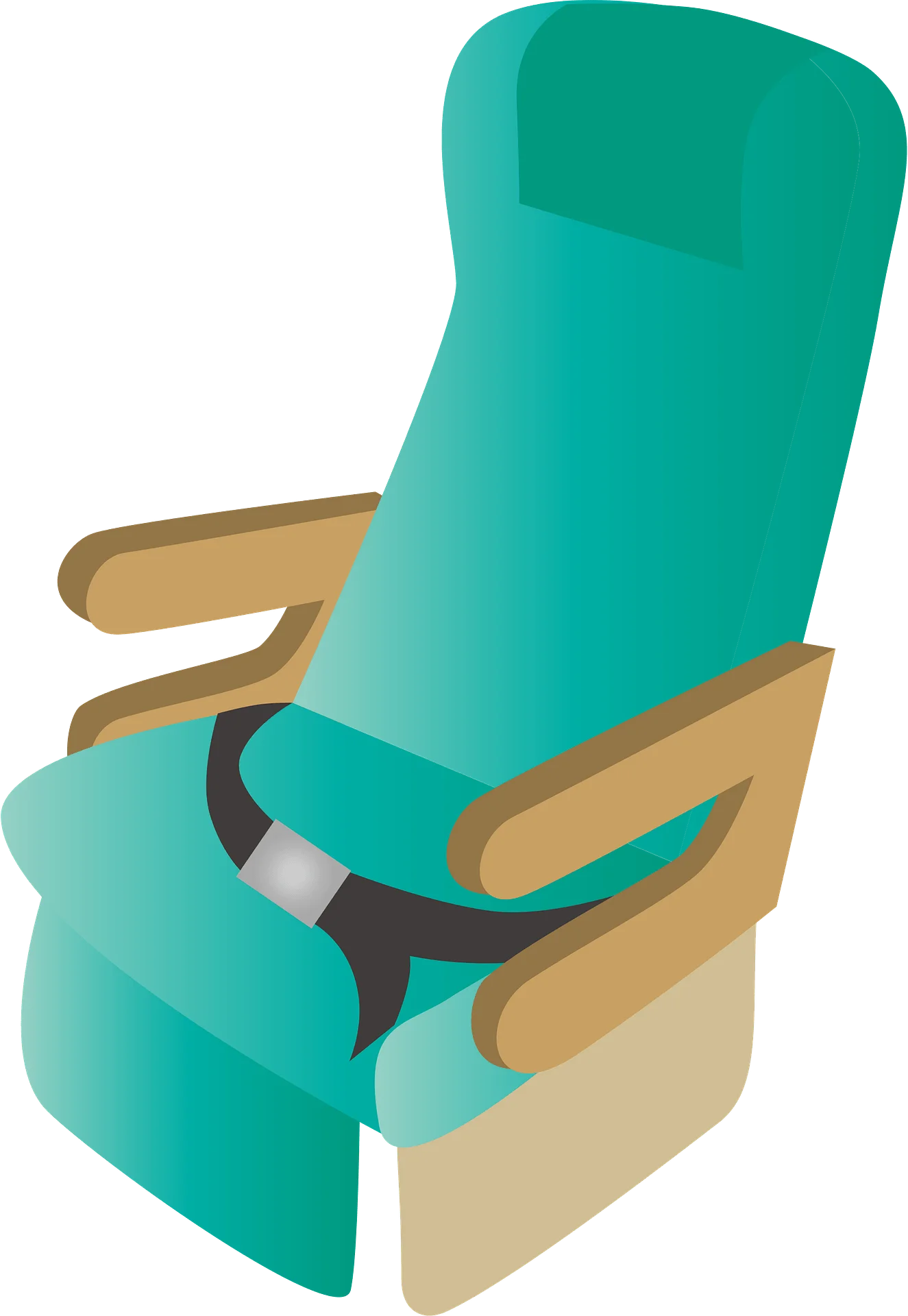 Comfortable Teal Medical Recliner Clipart with Supportive Armrests and Safety Belt