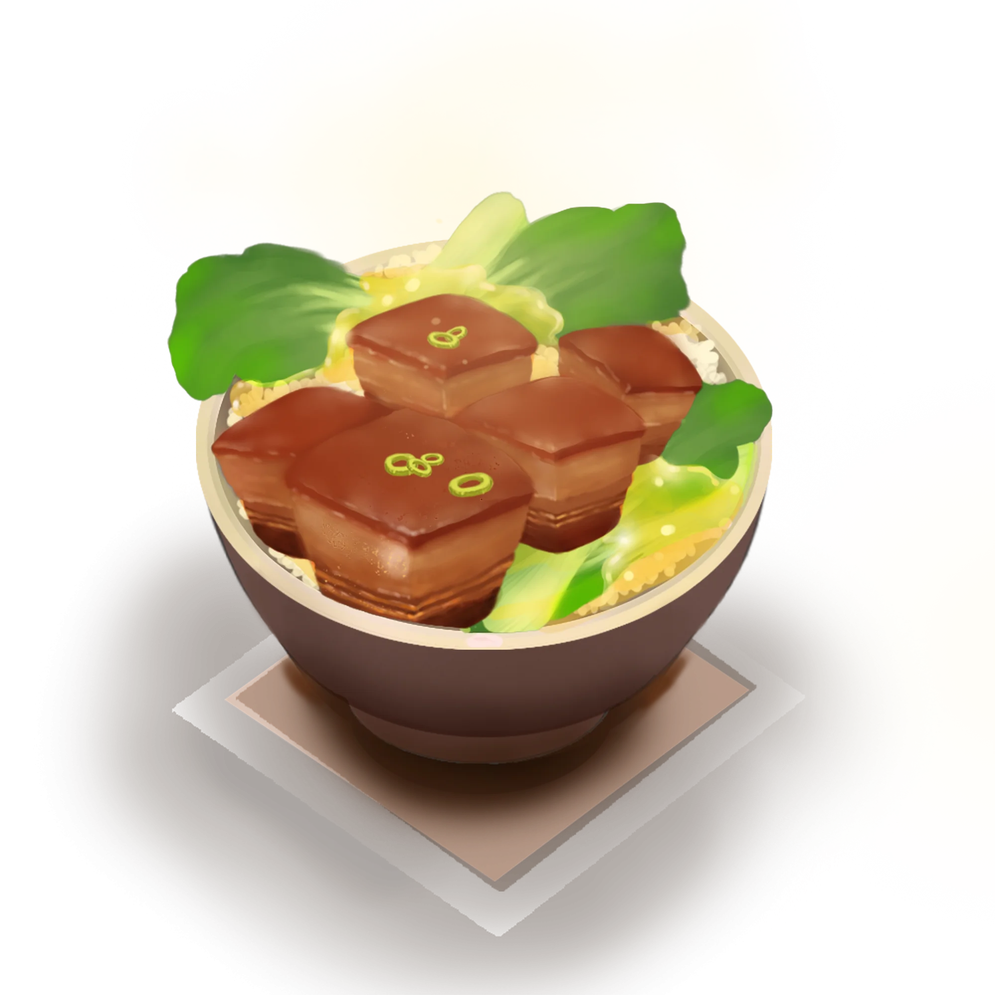 Delectable Braised Pork Belly Served in a Ceramic Bowl Clipart Illustration