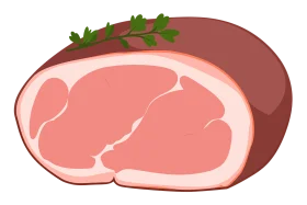 Delectable Roasted Ham Slice Clipart with Herbal Garnish - Culinary Illustration