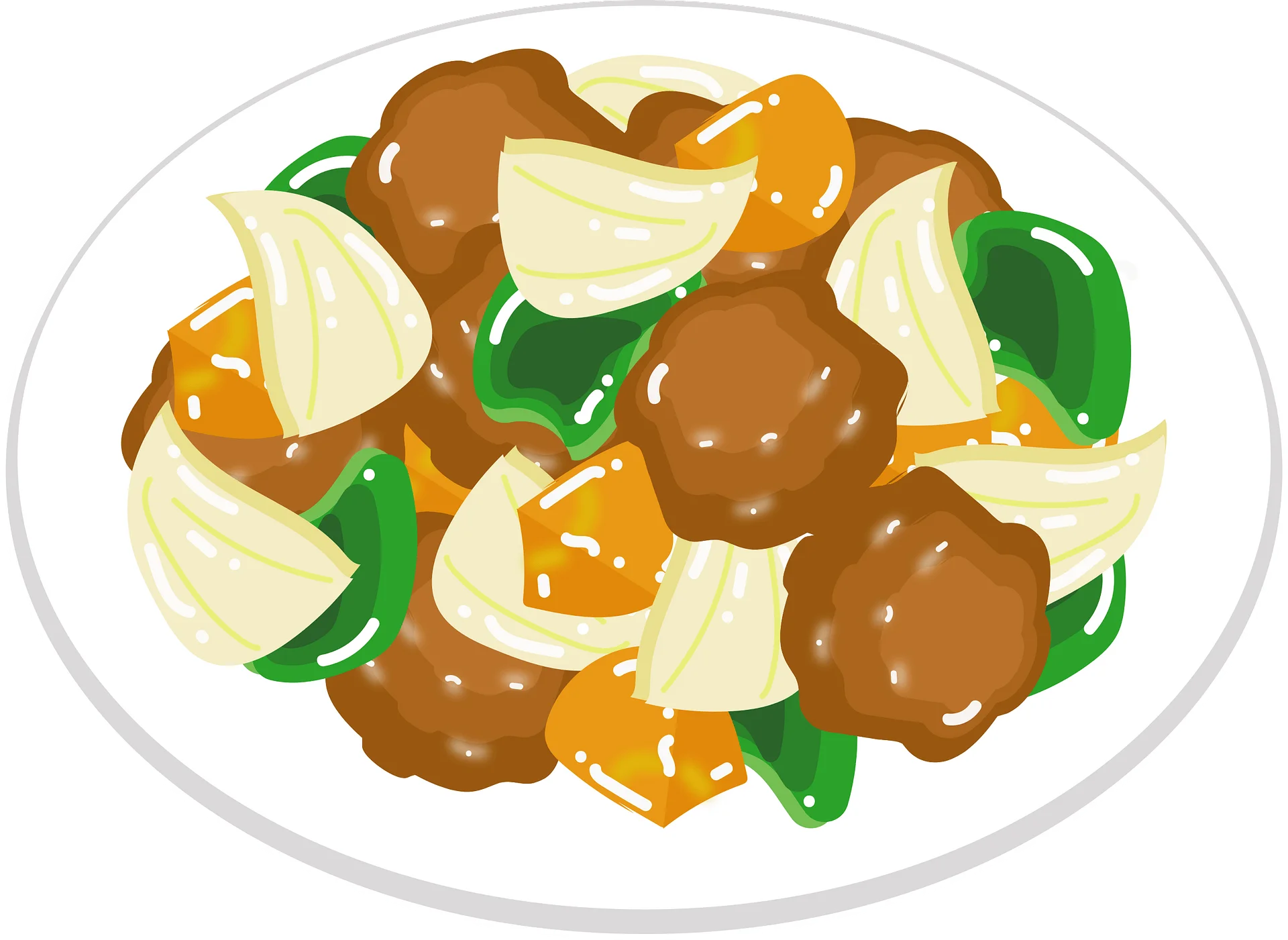 Delectable Sweet and Sour Pork Morsels Cartoon Clipart Illustration
