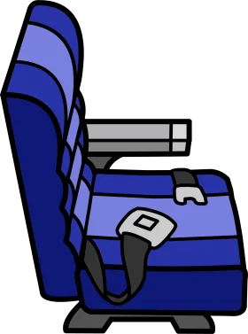 Detailed Blue Airplane Seat Clipart Illustration with Seatbelt and Armrest