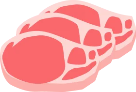 Fresh Pink and Coral Meat Cut Slice Realistic Pork Steak Clipart Illustration
